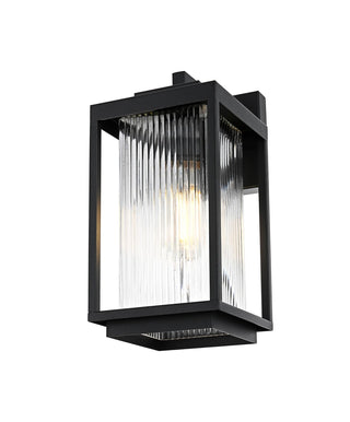 Ludlow One Light Outdoor Wall Sconce Black by Lighting Design – Iron, Black, Model OD308W13BK