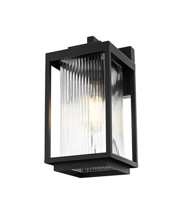 Ludlow One Light Outdoor Wall Sconce Black by Lighting Design – Iron, Black, Model OD308W13BK
