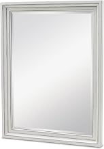 Monaco Mirror Distressed Brushed Painted Mindi Wood Frame 42 Inch Height 32 Inch Width White Blanc Finish