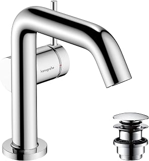 hansgrohe 73320000 Tecturis S Single Lever Basin Mixer 110 Fine CoolStart EcoSmart+ with Push-Open Waste Set, Chrome, spout Height 110mm