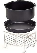 Dash Compact Air Fryer Accessories - Multi-Purpose PTFE Nonstick Accessories Kit - Easy-to-Clean & Space-Saving Design - Includes Pizza Pan, Baking Dish, Skewers & Cooking Rack