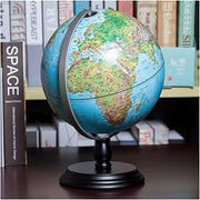 Globe, Glowing 3D Raised Relief Topographic Geo Globe with Ar and Black Wooden Base Hd Map Clear Text Marking