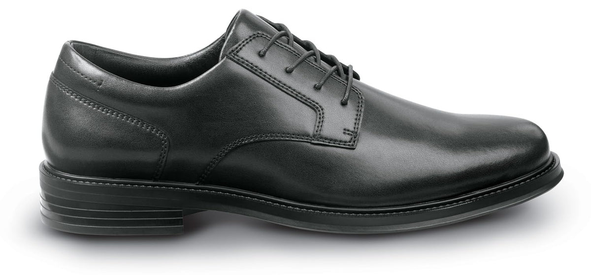 Men's Black Hallsboro MaxTrax Soft Toe Dress Shoe (7.5 EW) by SR Max – 7.5 X-Wide, Leather, Black