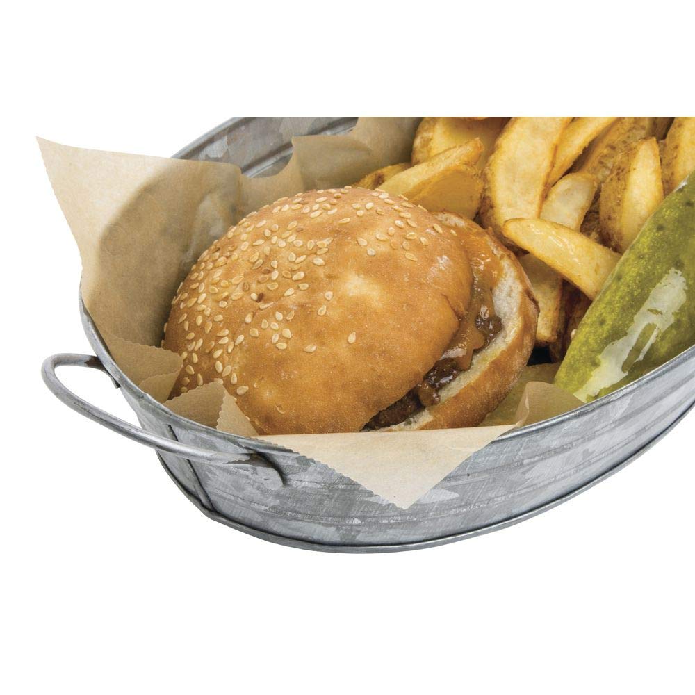 Galvanized Metal Serving Tray Oval - 11 1/4"L x 6 3/4"W x 2"H by HUBERT – Metal, Silver, Model DS-36954A
