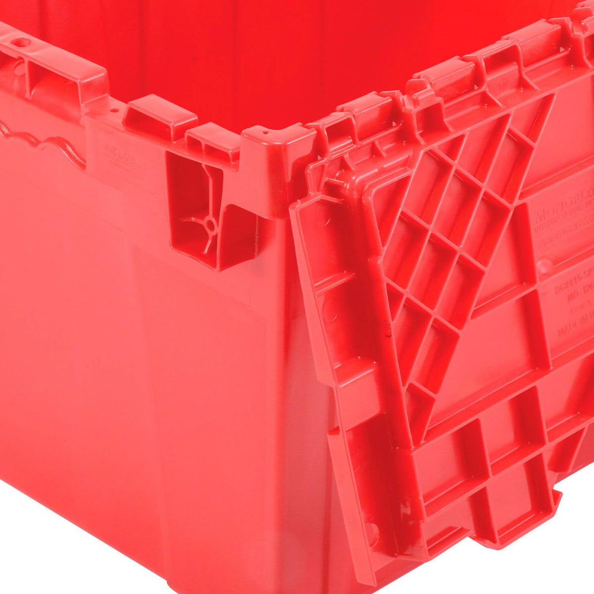 Plastic Distribution Container With Hinged Lid by Global Industrial – 21-7/8x15-1/4x12-7/8, 1.7 cubic_feet, Plastic, Red, Model DC-2115-12RED