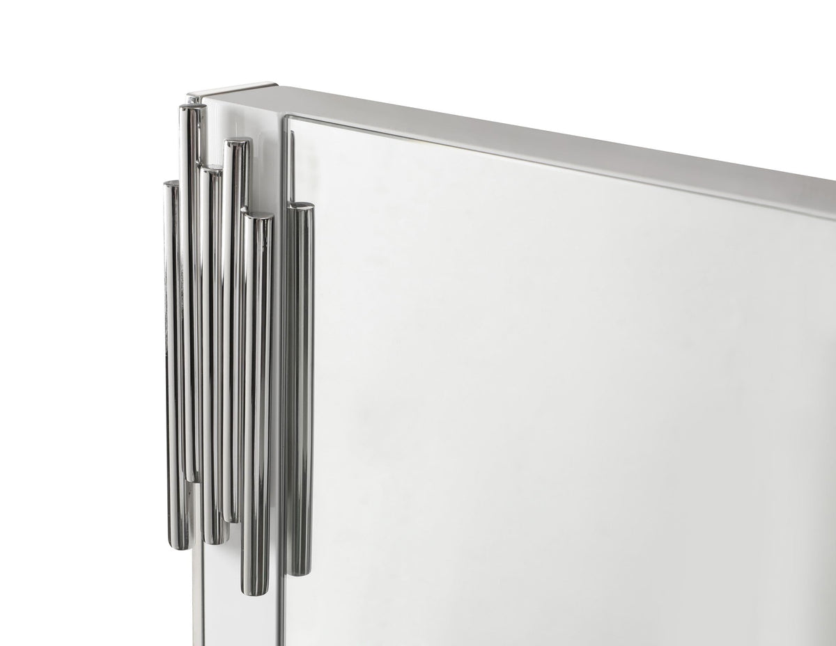Token - Modern White & Stainless Steel Mirror by Limari Home – 43"L x 32"W, Stainless Steel, White, Model LIM-77560