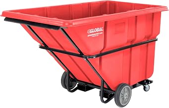 Global Industrial 1.5 Cu. Yd. Forkliftable Extra HD Plastic Tilt Truck, 2000 Lbs. Cap, Red