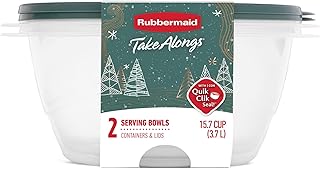 Rubbermaid 2-Pack TakeAlongs Clear Plastic Food Storage Containers, Serving Bowls with Lids for Kitchen Organization, 15.7 Cup Capacity, Green