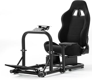 Hottoby Racing Driving Simulator Cockpit with Black Seat Stability Upgrade Fit for Logitech G27 G29 G920 G923,for Thrustmaster T300RS,for Fanatec CSL-DD Wheel Frame,No Steering Wheel,Pedal,Handbrake