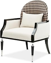 Michael Amini La Francaise Black Accent Chair Café Upholstery Solid and Manufactured Wood Frame Comfortable Woven Fabric Single Piece Stylish Seating for Living Room