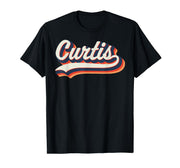 Curtis First Name 70s Retro Groovy Custom Personalized Name T-Shirt by Custom & Personalized Apparel for Curtis – Polyester, Black, Model YRMCTYJZZ5C