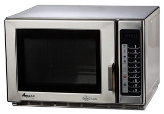Medium Duty Stainless Steel Commercial Microwave with Push Button Controls - 120V by AMANA – 1.2 cubic_feet, Stainless Steel, Gray, Model RFS12TS