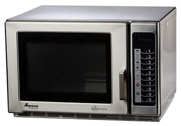 Medium Duty Stainless Steel Commercial Microwave with Push Button Controls - 120V by AMANA – 1.2 cubic_feet, Stainless Steel, Gray, Model RFS12TS