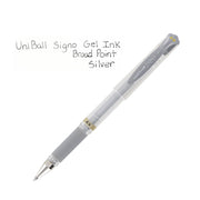 Signo UM-153 Gel Ink Rollerball Pen by Uni-Ball – Rubber, Silver, Pack of 3, Model UM153.26.3