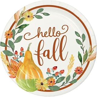 Creative Converting Giving Thanks Hello Fall 7-inch Paper Plates 8 Per Pack