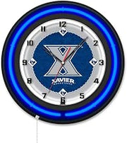 Holland Bar Stool Clk19BKXavier NCAA 19 in. Dia. Xavier Double Neon Wall Clock Black