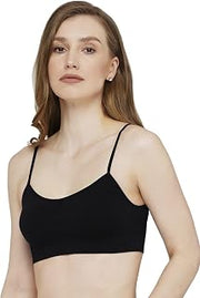 RONDO Women's Bra Yoga Mini Cami Seamless Bralette Microfibr Stretch Bra Thin Strap Bralette