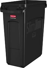 Rubbermaid Commercial Products Slim Jim Trash/Garbage Can with Venting Channels 16-Gallon Black for Kitchen/Office/Workspace Pack of 4