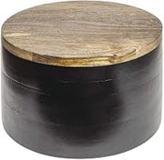 HUBERT Round Black Mango Wood Riser - 12" Dia x 7" H