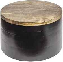 HUBERT Round Black Mango Wood Riser - 12" Dia x 7" H