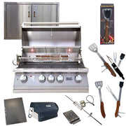 32-Inch Liquid Propane Grill L75000 with Made in USA BOB 32" Double Door Exclusive Best of Backyard Gourmet Package by Lion Premium Grills – Stainless Steel, Silver