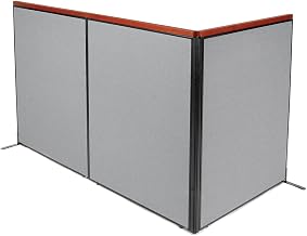 Global Industrial 48-1/4"W x 61-1/2"H Deluxe Freestanding 3-Panel Corner Room Divider, Gray