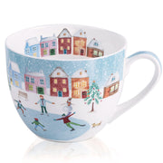 MFoffice Hug Mug, 20 Ounces Bone China, Winter Skating