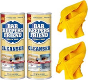 Bar Keepers Friend 2Pack CLEANING BUNDLE AllPurpose Cleanser and Polish (595G) Bundle COMES with 2 Microfiber Cleaning Cloths