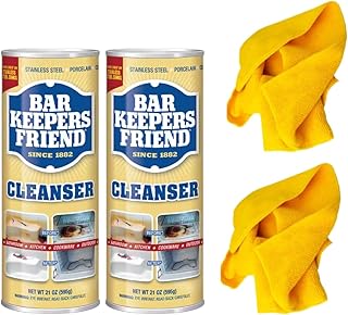 Bar Keepers Friend 2Pack CLEANING BUNDLE AllPurpose Cleanser and Polish (595G) Bundle COMES with 2 Microfiber Cleaning Cloths