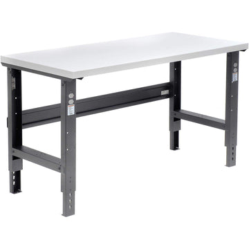 Adjustable Height Workbench C-Channel Leg by Global Industrial – 30"L x 60"W x 3"H, Steel, Black, Model 601421BK