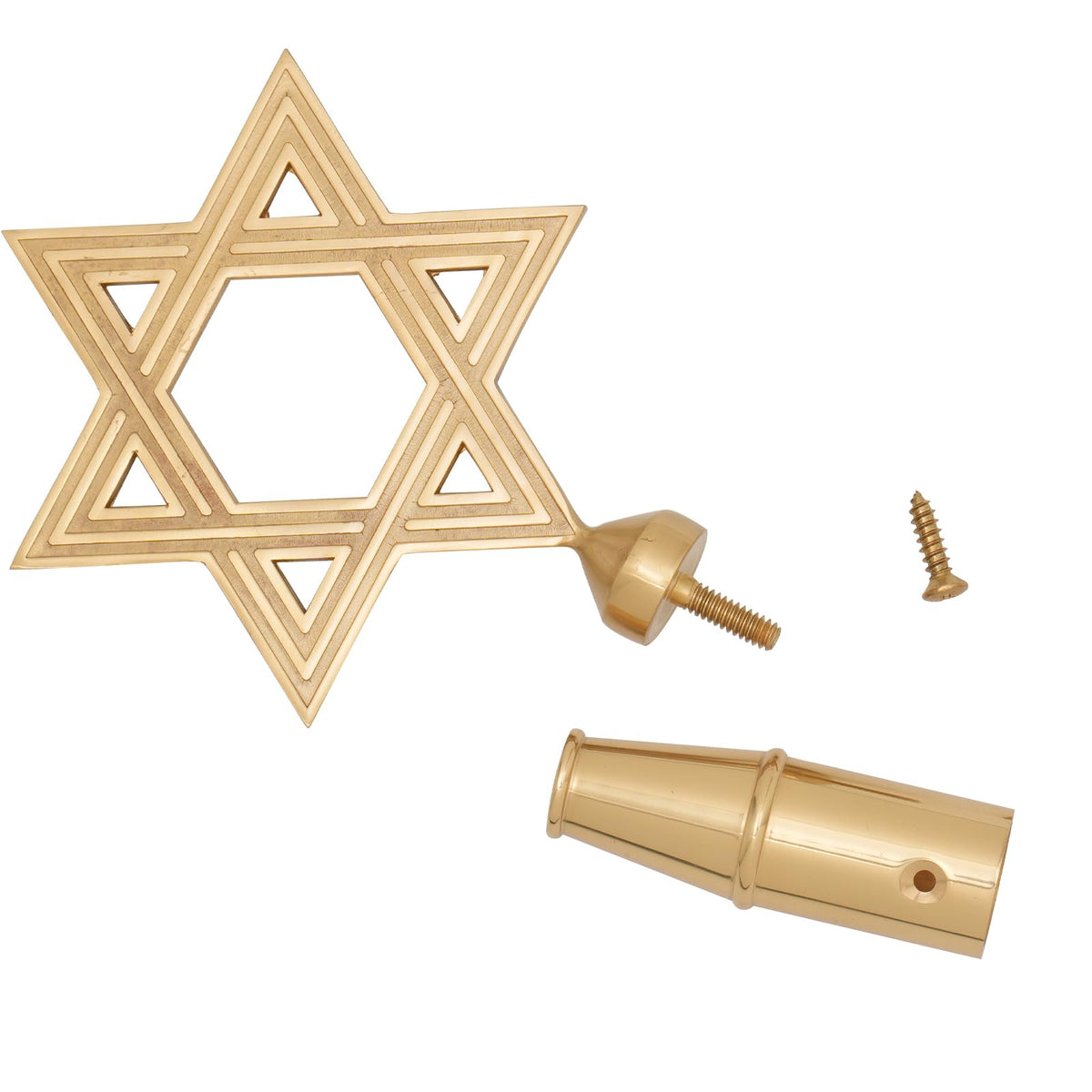 Frf Flag Brass Star of David Finial, 1-Inch Diameter, Gold