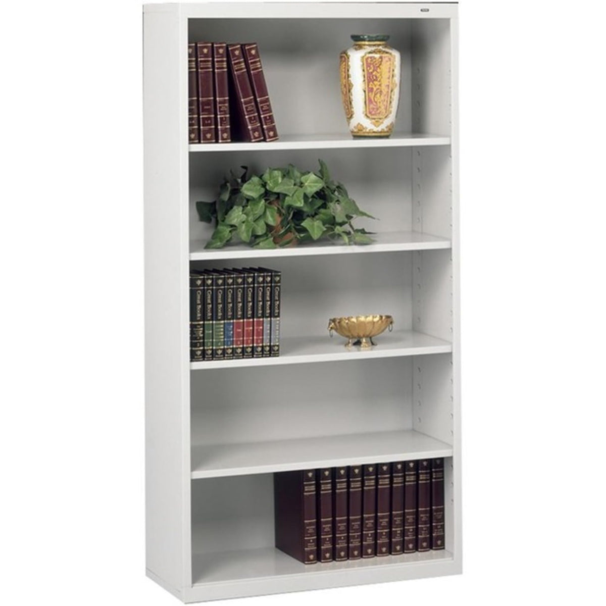 66" H 5-Shelf Welded Bookcase by Tennsco – Alloy Steel, Light Grey, Model B-66LGY