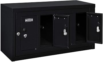 4 Doors Tablet & Cell Phone Locker, Keyed Lock & Hasp and Master Door Open