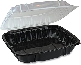 PACTIV Earthchoice Dual Color Hinged-Lid Takeout Container, 66 Oz, 10.5 X 9.5 X 3, 1-Compartment, Black/clear, 132/carton