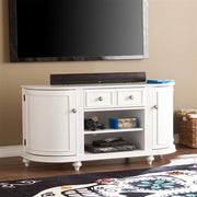 Dandridge TV/Media Stand - White by SEI Furniture – 48.5 x 16.25 x 24.25 inches, Wood, White, Brushed Silver, Model AZ2438SM