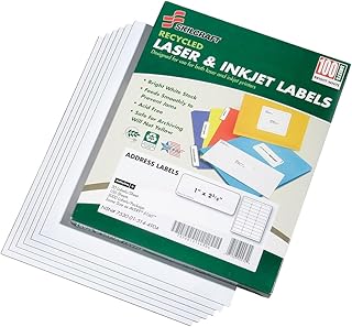 AbilityOne 7530015144904 - Recycled Laser and Inkjet Labels - Address and Shipping - 1" x 2-5/8" - 3000 Units