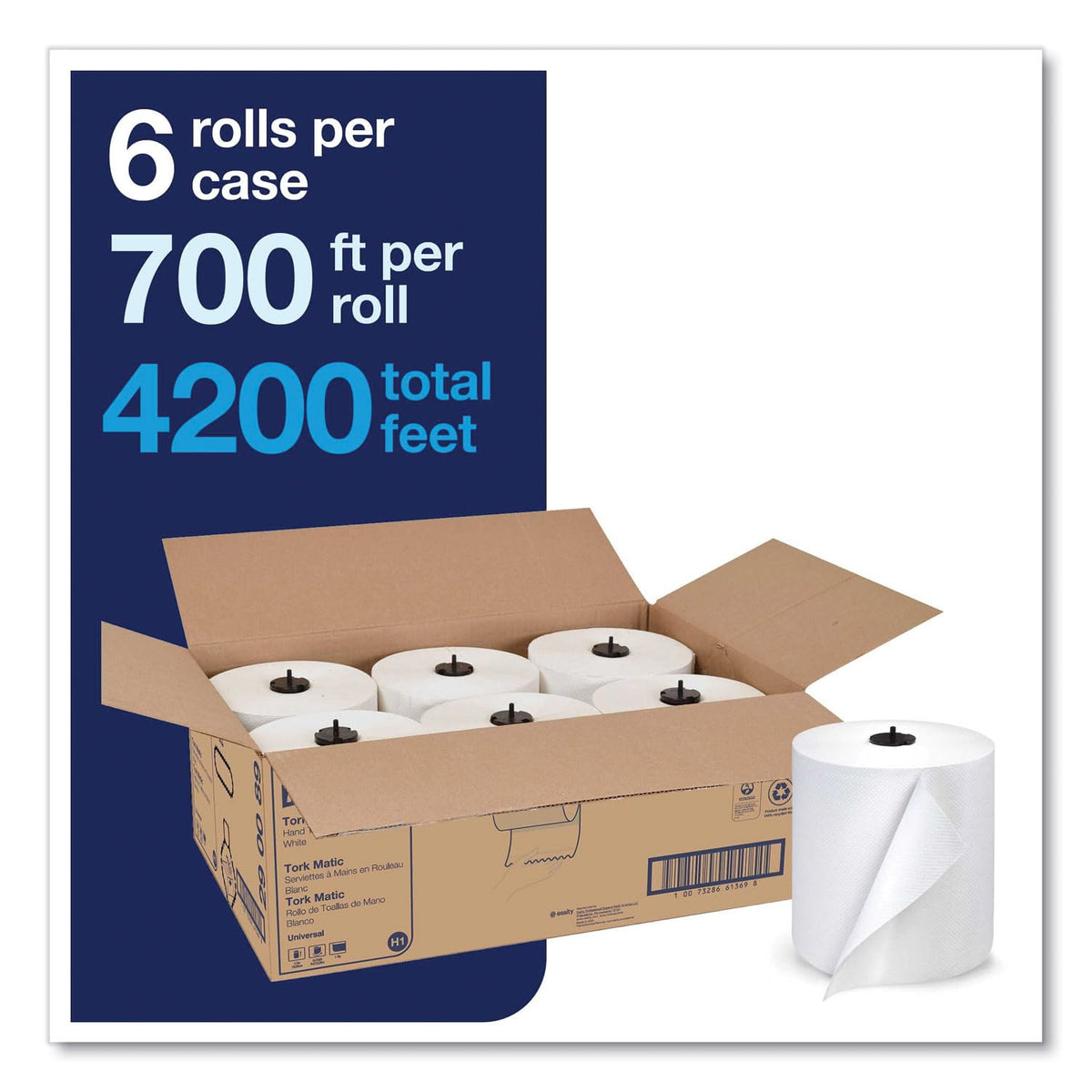 SCA TISSUE NORTH AMERICA LLC SCA Tissue 290089 CPC 7.75 x 700 ft. Tork Advanced Matic Hand Towel Roll44 – White - Case of 6