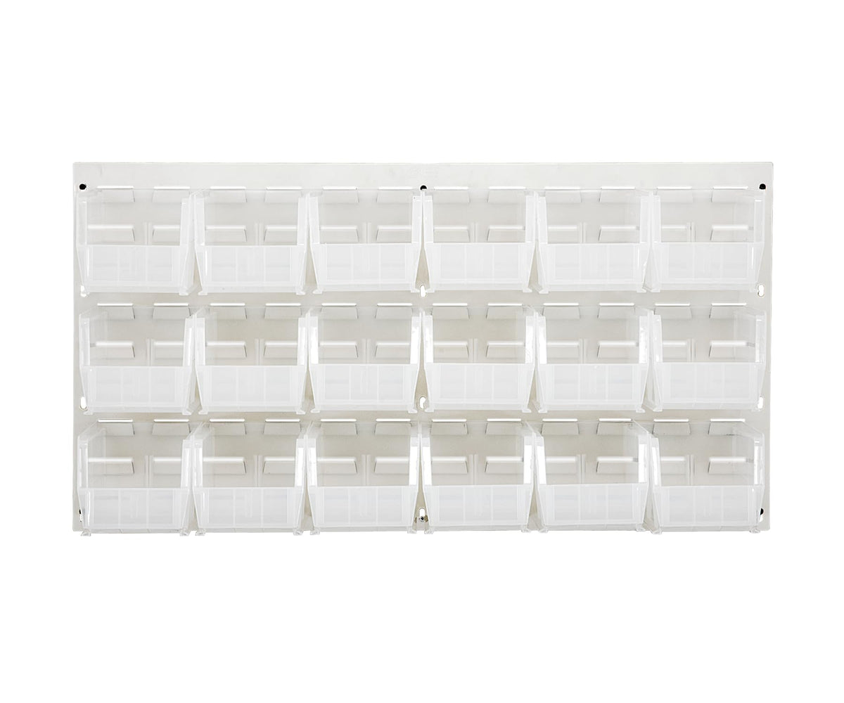 QUANTUM STORAGE SYSTEMS Clear / 10-7/8" x 5-1/2" x 5" (Bin Size) / Oyster White Panels Open Storage Bins