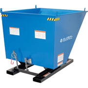 Steel Self-Dumping Forklift Hopper with Bump Release by Global Industrial – 61.62"L x 41.31"W x 42.69"H, 1.0 cubic_yards, Alloy Steel, Blue & Black, Model 989024