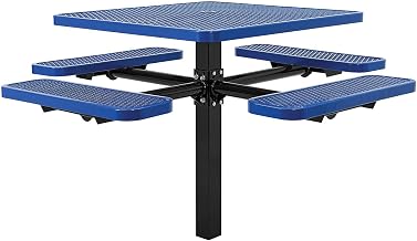 Global Industrial 46" Square Picnic Table, In Ground Mount, Expanded Metal,