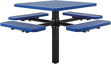 Global Industrial 46" Square Picnic Table, In Ground Mount, Expanded Metal,
