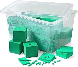 hand2mind Green Foam Base Ten Blocks Complete Set, Place Value Blocks, Counting Cubes for Kids Math, Base 10 Math Manipulatives for Kids, Kindergarten Homeschool Supplies (Set of 1610)