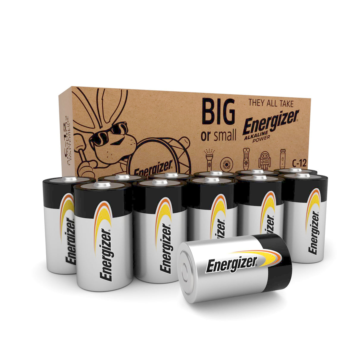 Alkaline Power C Batteries (12 Pack) by Energizer – Standard, Multicolor, Model AP93DP-12