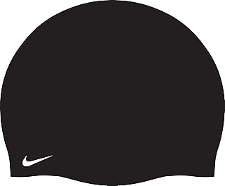 Nike Swim Unisex Solid Silicone Adult Cap, Black/White - OS