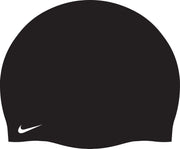 Swim Unisex Solid Silicone Adult Cap by Nike – 6 1/2, Black/White, Model 93060