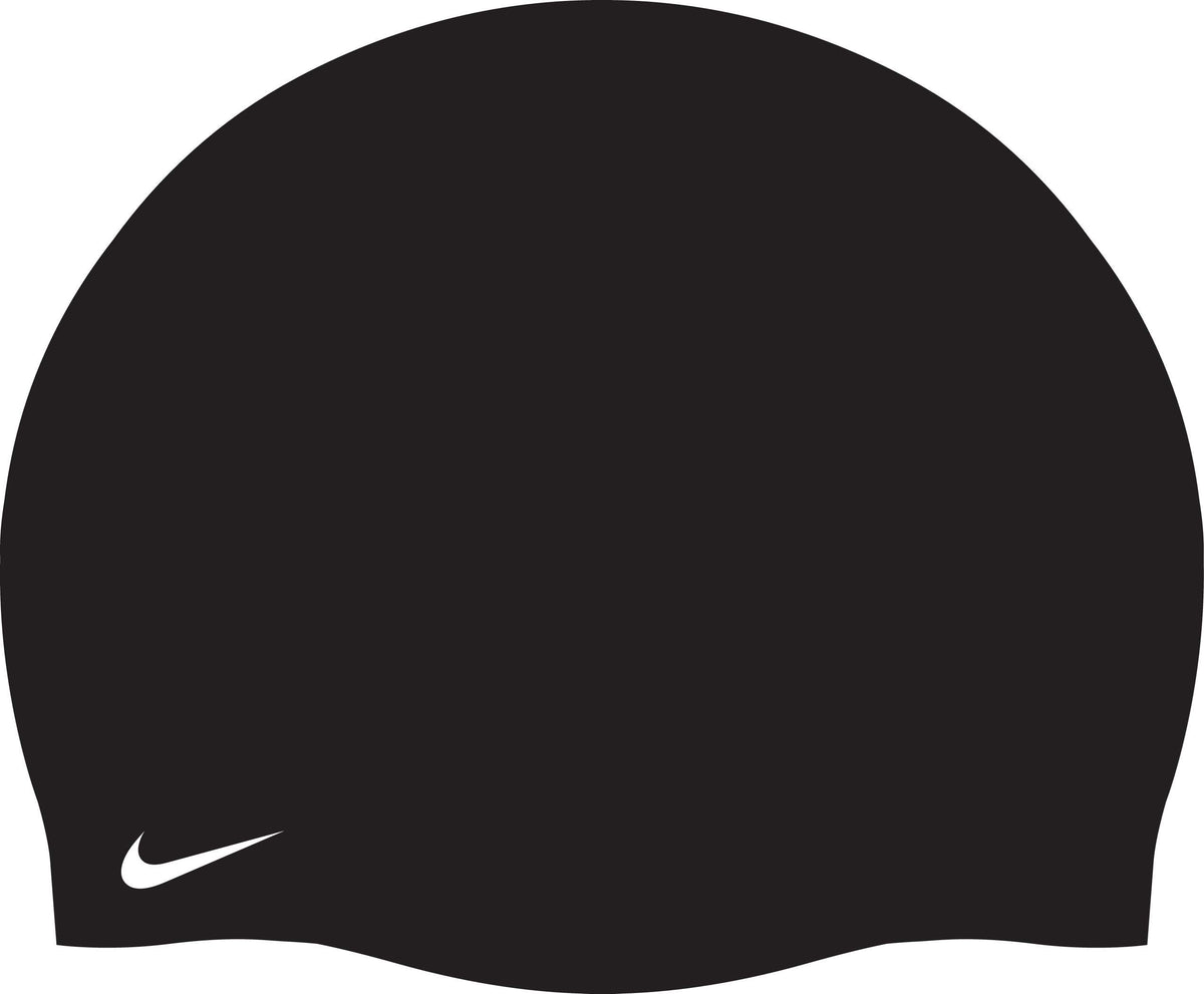 Swim Unisex Solid Silicone Adult Cap by Nike – 6 1/2, Black/White, Model 93060