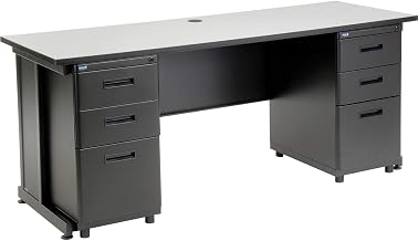 Nexel Interion Office Desk with 6 Drawers - 72" x 24" - Gray