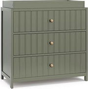 Graco Teddi 3 Drawer Chest with Changing Table Topper, Olive