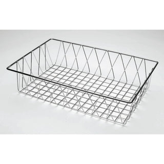 Wire Display Basket Rectangular Chrome Plated Pastry Basket Bakery Tray- 18"L x 13"W x 5"H by HUBERT – Metal, Silver