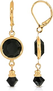 1928 Jewelry Austrian Crystal Channel 14K Gold Dipped Drop Earrings